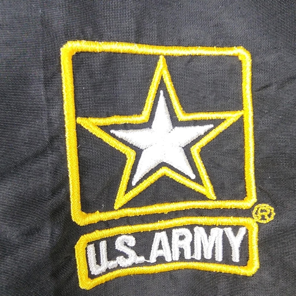 US Army Jacket Mens Medium Black APFU Physical Fitness Zip Nylon PT Uniform - Picture 2 of 8
